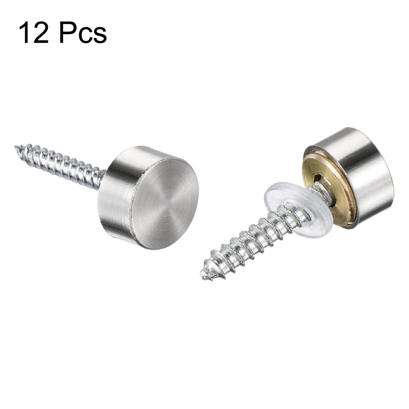 uxcell Uxcell Mirror Screws, 10mm/0.39", 12pcs Cover Nails Silver Tone 304 Stainless Steel