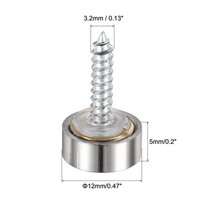 Harfington Uxcell Mirror Screws, 10mm/0.39", 12pcs Cover Nails Silver Tone 304 Stainless Steel