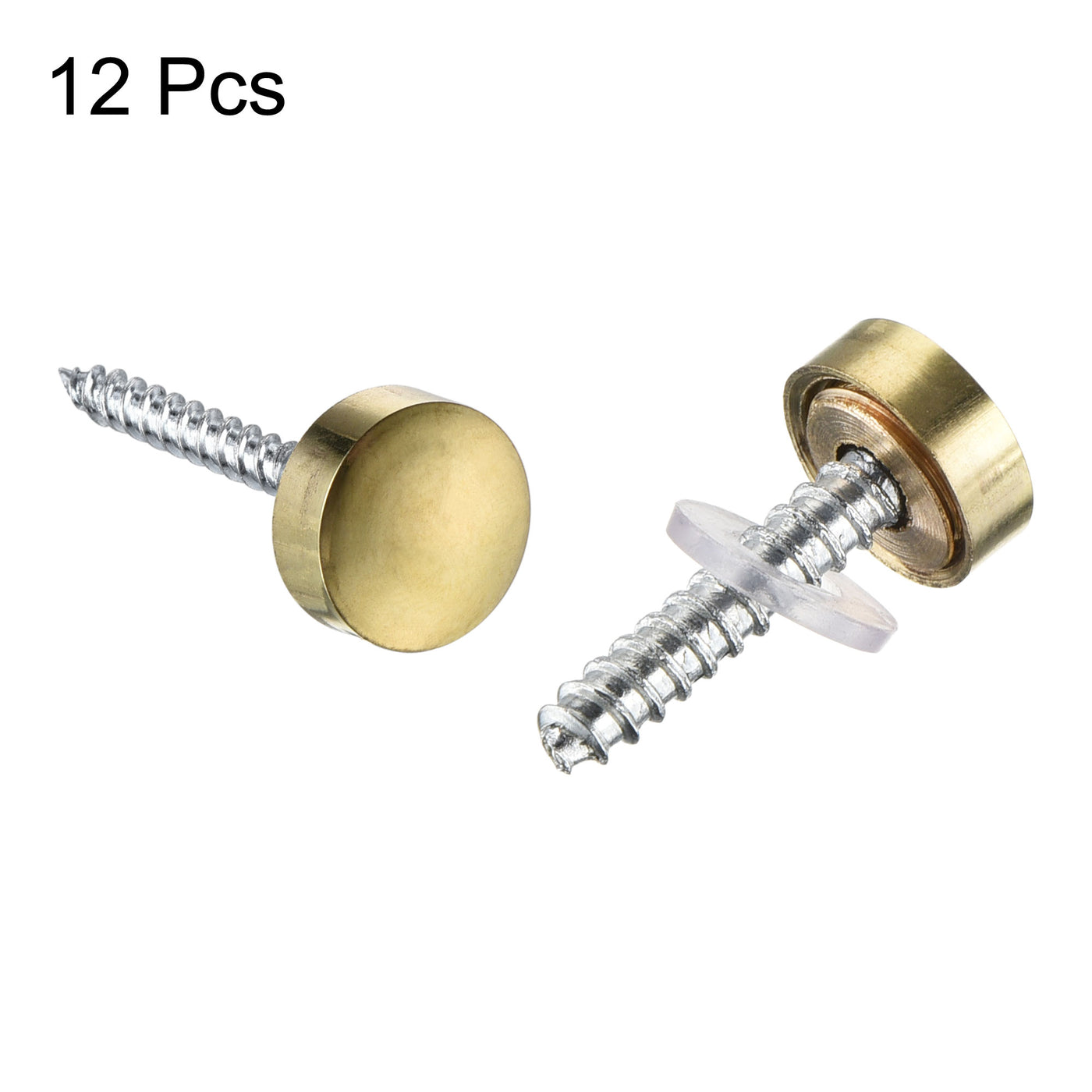 uxcell Uxcell Mirror Screws, 10mm/0.39", 12pcs Cover Nails Gold Tone 304 Stainless Steel