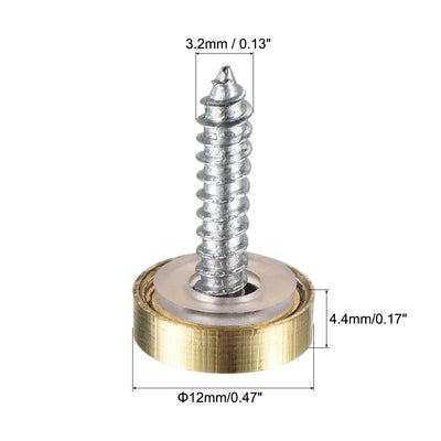 Harfington Uxcell Mirror Screws, 10mm/0.39", 12pcs Cover Nails Gold Tone 304 Stainless Steel