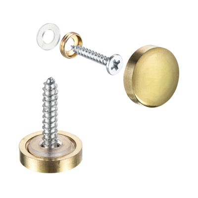 Harfington Uxcell Mirror Screws, 10mm/0.39", 12pcs Cover Nails Gold Tone 304 Stainless Steel
