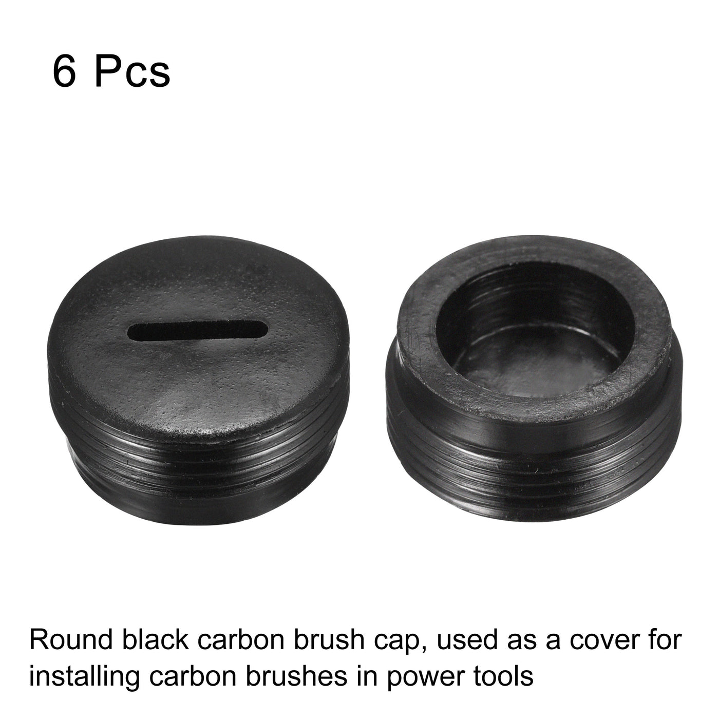 Harfington Carbon Brush Holder Cap Motor Electric Brush Plastic Cover Thread Black 17.6mm OD 7.4mm Height, Pack of 6