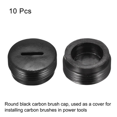 Harfington Carbon Brush Holder Cap Motor Electric Brush Plastic Cover Thread Black 18mm OD 8mm Height, Pack of 10