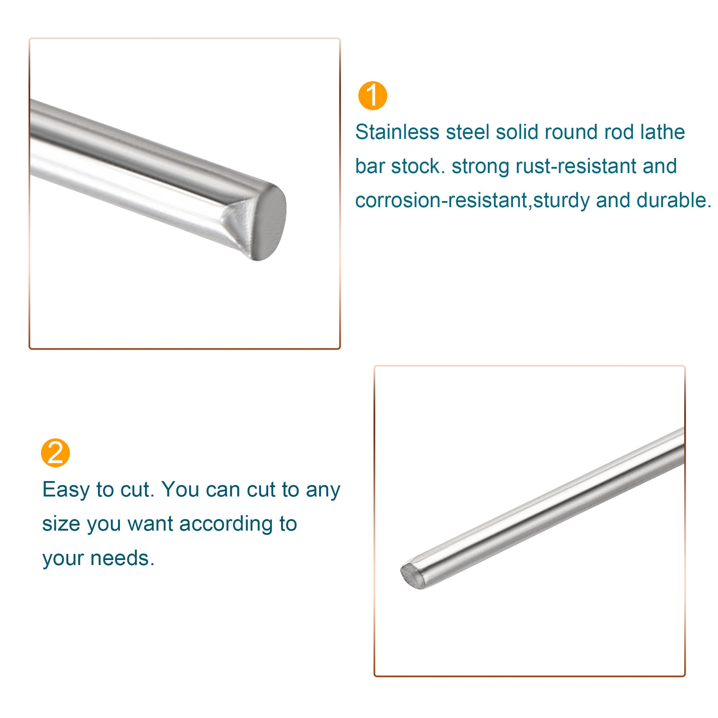 Harfington 304 Stainless Steel Round Rods Bar, for DIY Craft