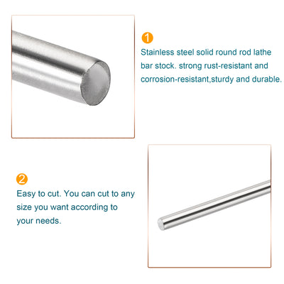 Harfington 304 Stainless Steel Round Rods Bar, for DIY Craft Pack