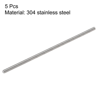 Harfington Uxcell 5pcs M3 x 90mm Fully Threaded Rod 304 Stainless Steel Right Hand 0.5mm Pitch
