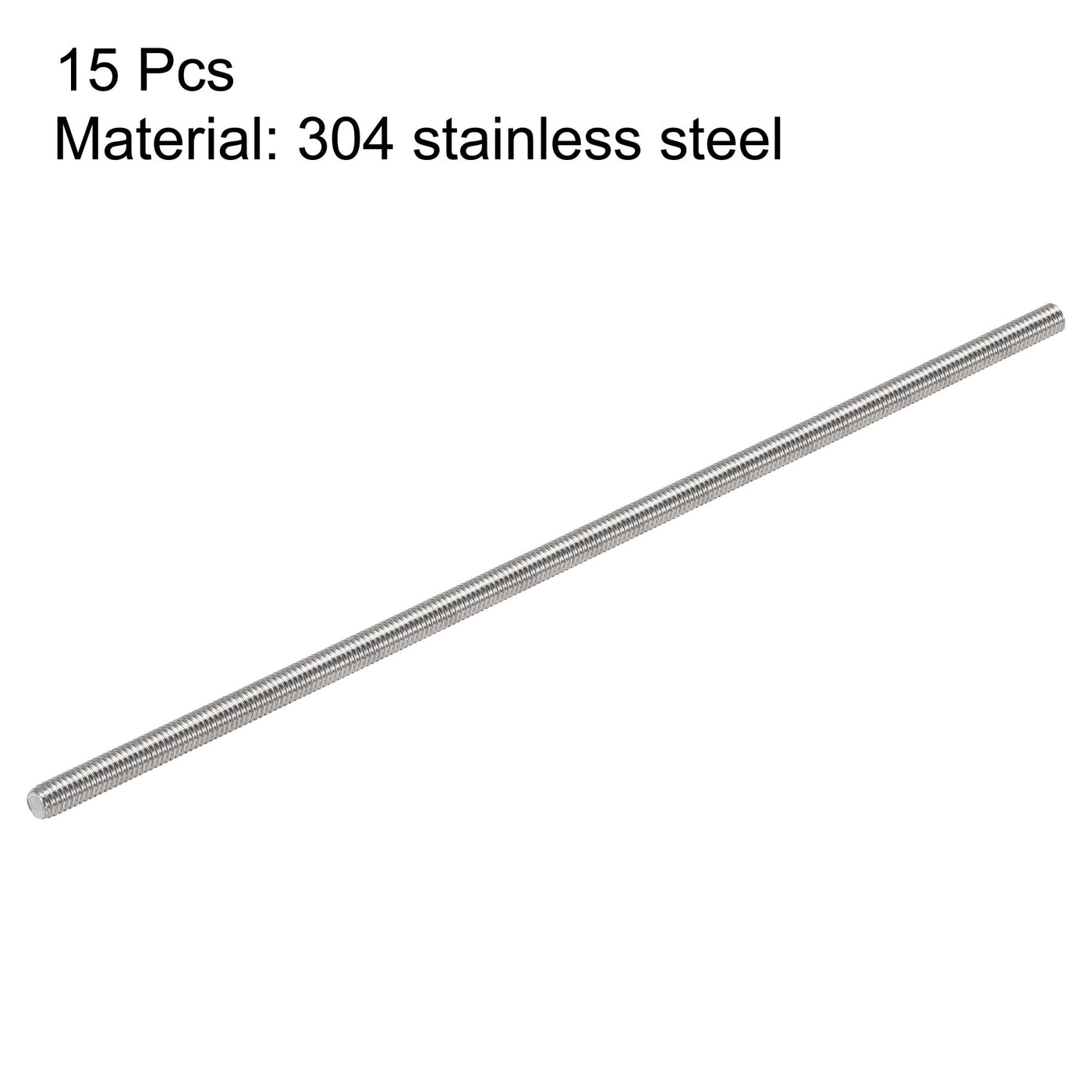 uxcell Uxcell 15pcs M3 x 100mm Fully Threaded Rod 304 Stainless Steel Right Hand 0.5mm Pitch