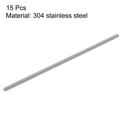 Harfington Uxcell 15pcs M3 x 100mm Fully Threaded Rod 304 Stainless Steel Right Hand 0.5mm Pitch