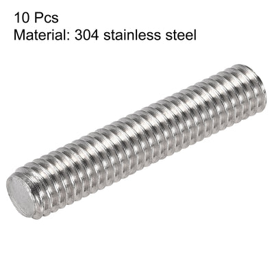 Harfington Uxcell 10pcs M6 x 30mm Fully Threaded Rod 304 Stainless Steel Right Hand 1.0mm Pitch