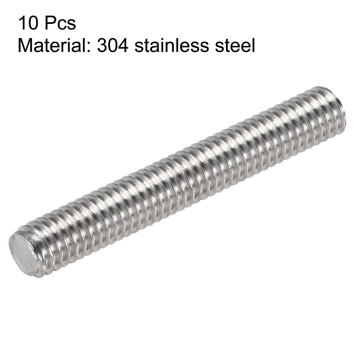 uxcell Uxcell 10pcs M6 x 40mm Fully Threaded Rod 304 Stainless Steel Right Hand 1.0mm Pitch