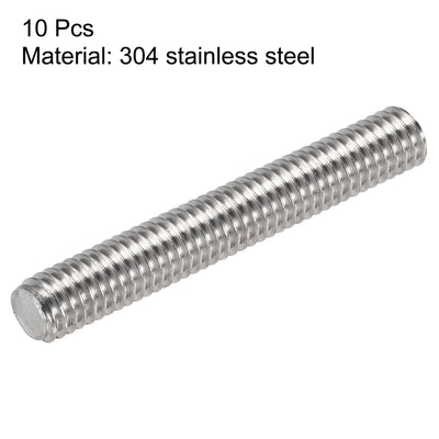 Harfington Uxcell 10pcs M6 x 40mm Fully Threaded Rod 304 Stainless Steel Right Hand 1.0mm Pitch