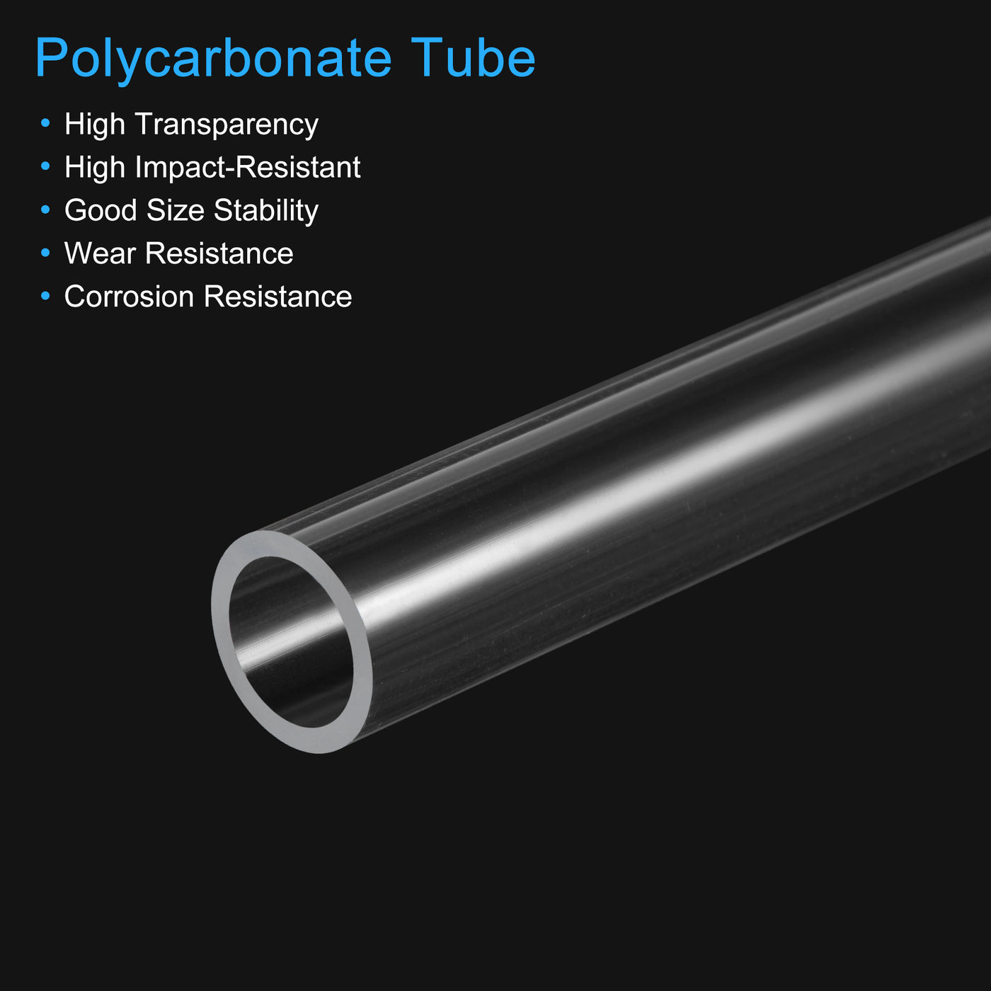 Harfington Clear Round Rigid PC Tube 10mm ID x 12mm OD x 1M Polycarbonate Tubing  2 Pcs