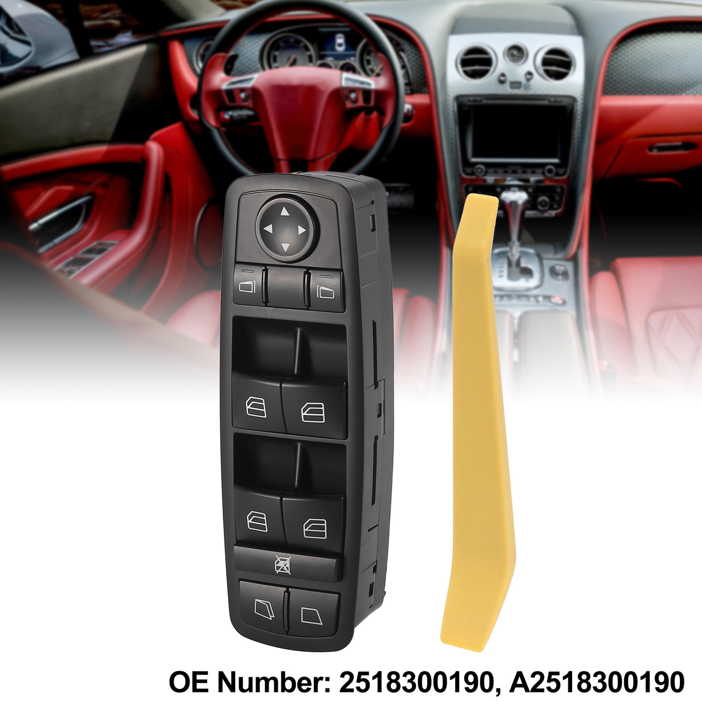 X AUTOHAUX Power Window Master Switch Driver Side 2518300190 for Mercedes-Benz R350 2006 2007 2008 2009 2010 for Mercedes-Benz R500 2006 2007
