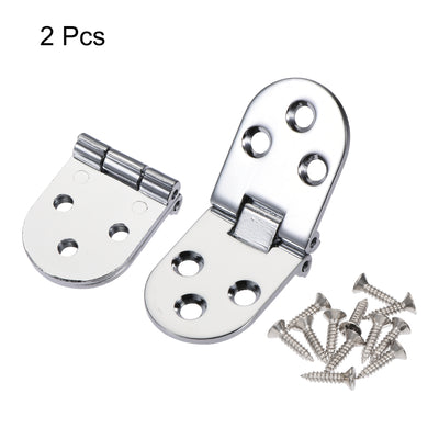 Harfington Uxcell 3.15x1.18inch Flip Hinges 180 Degree for Sewing Machine Folding Table with Screws Zinc Alloy Silver Tone 2Pcs