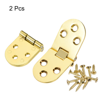Harfington Uxcell 3.15x1.18inch Flip Hinges 180 Degree for Sewing Machine Folding Table with Screws Zinc Alloy Gold Tone 2Pcs
