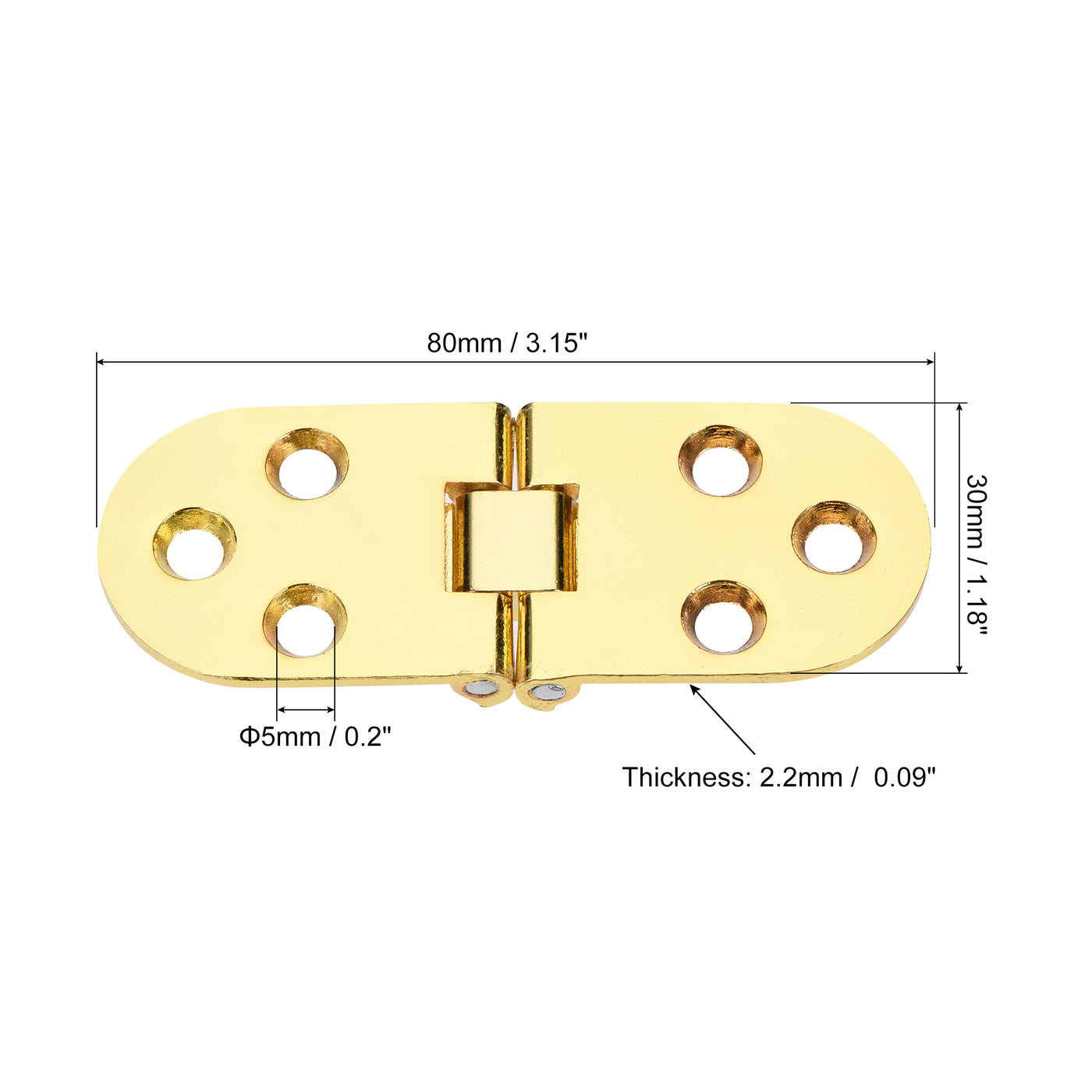 uxcell Uxcell 3.15x1.18inch Flip Hinges 180 Degree for Sewing Machine Folding Table with Screws Zinc Alloy Gold Tone 2Pcs