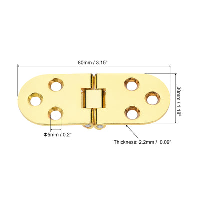 Harfington Uxcell 3.15x1.18inch Flip Hinges 180 Degree for Sewing Machine Folding Table with Screws Zinc Alloy Gold Tone 2Pcs
