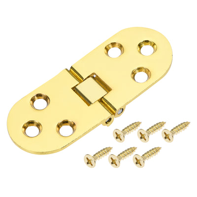 Harfington Uxcell 3.15x1.18inch Flip Hinges 180 Degree for Sewing Machine Folding Table with Screws Zinc Alloy Gold Tone 4Pcs