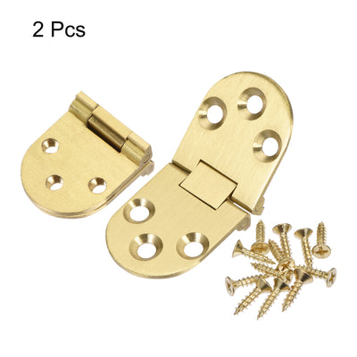 Harfington Uxcell 2.76x1.18inch Flip Hinges 180 Degree for Sewing Machine Folding Table with Screws Brass Gold Tone 2Pcs