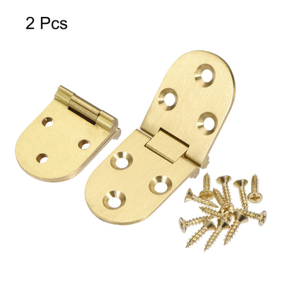 Harfington Uxcell 3.15x1.18inch Flip Hinges 180 Degree for Sewing Machine Folding Table with Screws Brass Gold Tone 2Pcs
