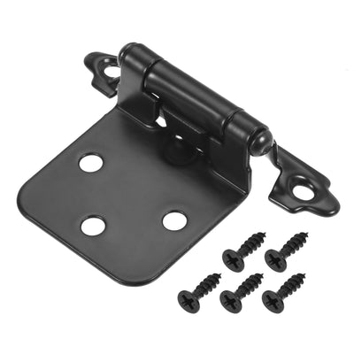 Harfington Uxcell 1/2 Inch Overlay Cabinet Hinges Self Closing 2.76 Inch for Cupboard Closet Door with Screws Black 4Pcs