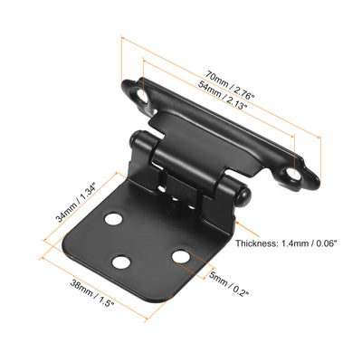Harfington Uxcell 1/2 Inch Overlay Cabinet Hinges Self Closing 2.76 Inch for Cupboard Closet Door with Screws Black 8Pcs