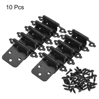 Harfington Uxcell 1/2 Inch Overlay Cabinet Hinges Self Closing 2.76 Inch for Cupboard Closet Door with Screws Black 10Pcs