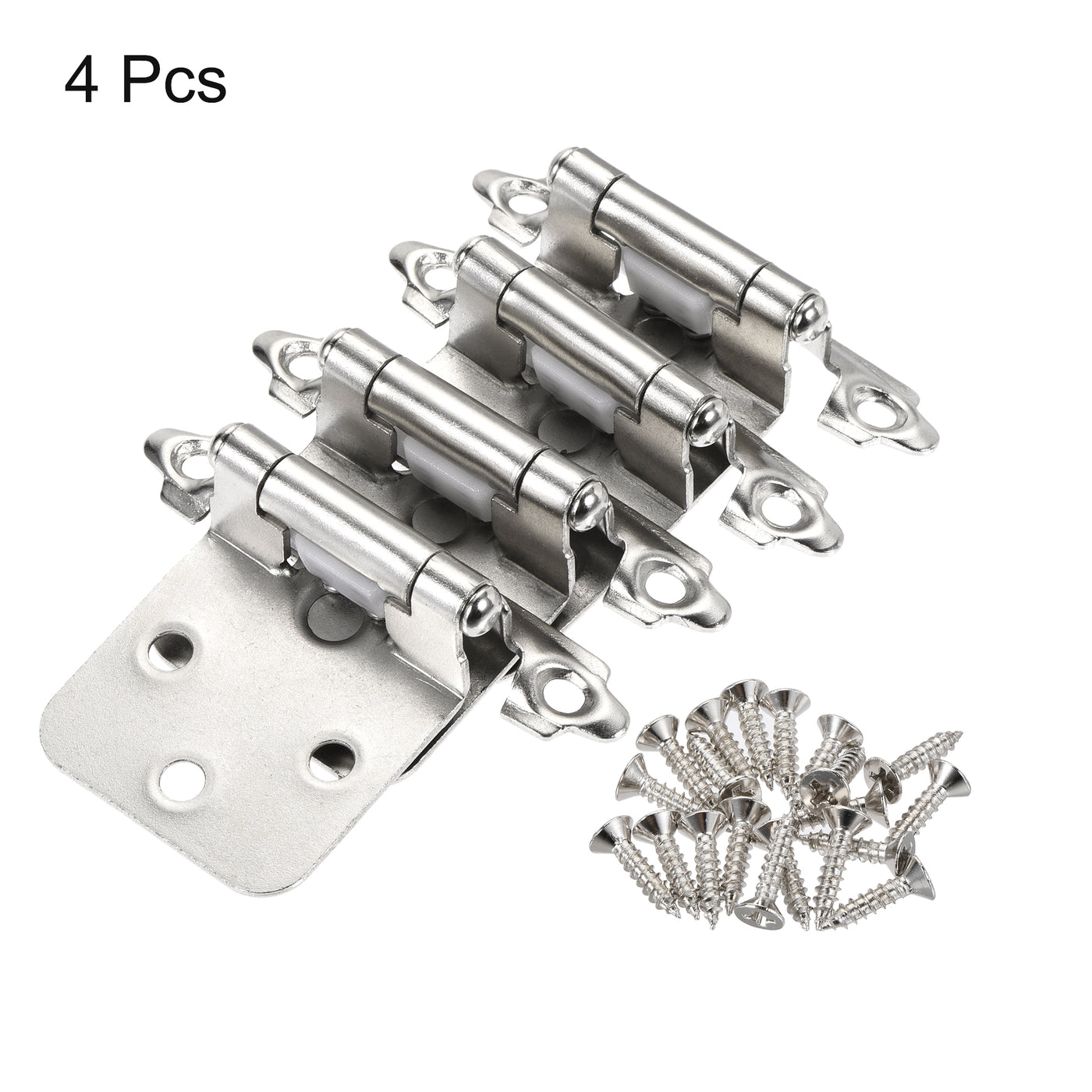 uxcell Uxcell 1/2 Inch Overlay Cabinet Hinges Self Closing 2.76 Inch for Cupboard Closet Door with Screws Silver Tone 4Pcs