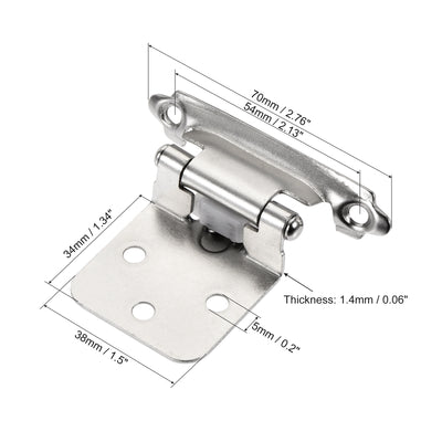 Harfington Uxcell 1/2 Inch Overlay Cabinet Hinges Self Closing 2.76 Inch for Cupboard Closet Door with Screws Silver Tone 4Pcs