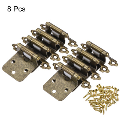 Harfington Uxcell 1/2 Inch Overlay Cabinet Hinges Self Closing 2.76 Inch for Cupboard Closet Door with Screws Bronze Tone 8Pcs