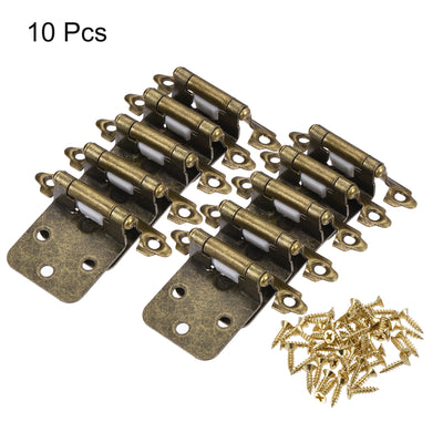 Harfington Uxcell 1/2 Inch Overlay Cabinet Hinges Self Closing 2.76 Inch for Cupboard Closet Door with Screws Bronze Tone 10Pcs