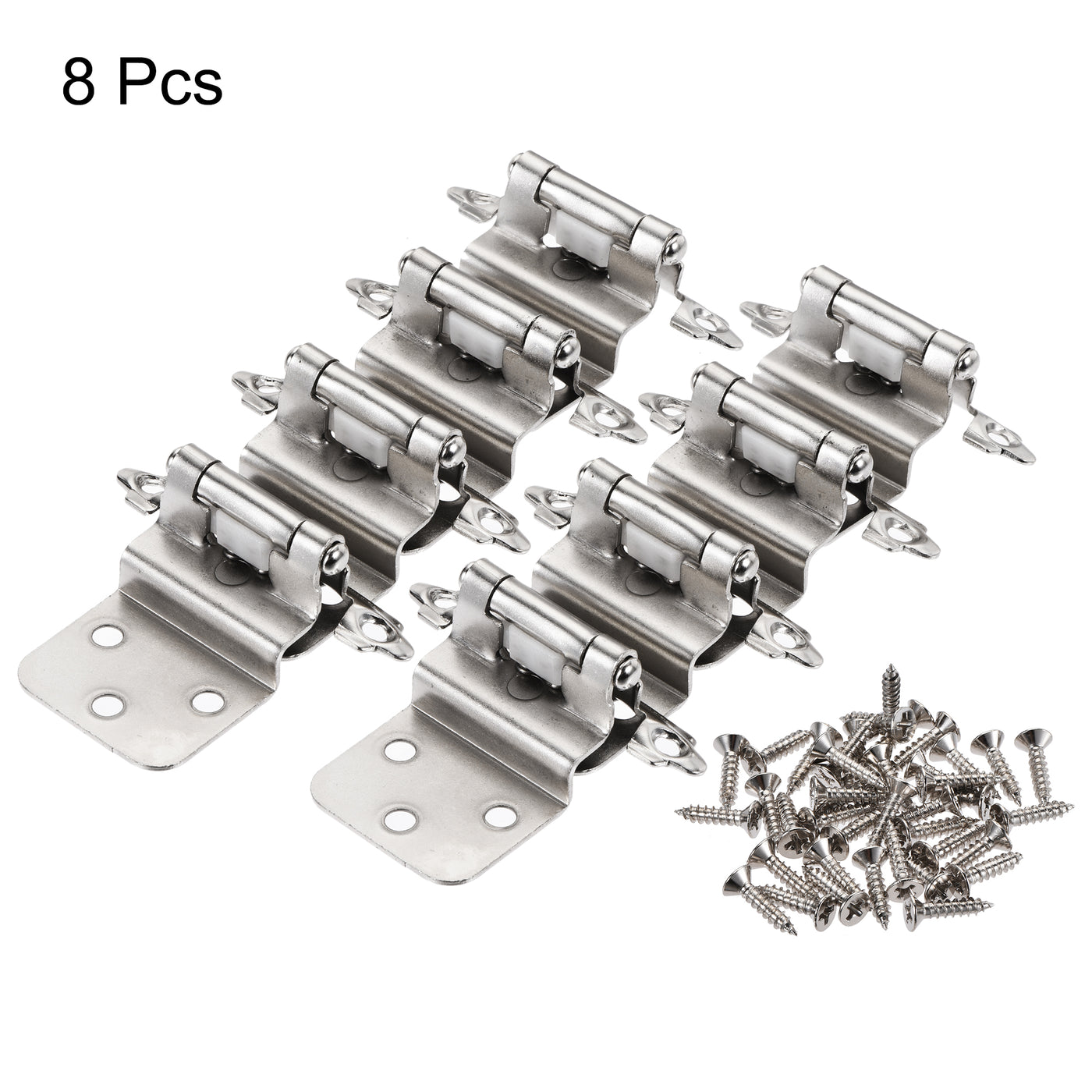 uxcell Uxcell 3/8 Inch Inset Cabinet Hinges Self Closing 2.76 Inch for Cupboard Closet Door with Screws Silver Tone 8Pcs