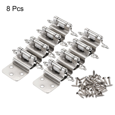 Harfington Uxcell 3/8 Inch Inset Cabinet Hinges Self Closing 2.76 Inch for Cupboard Closet Door with Screws Silver Tone 8Pcs