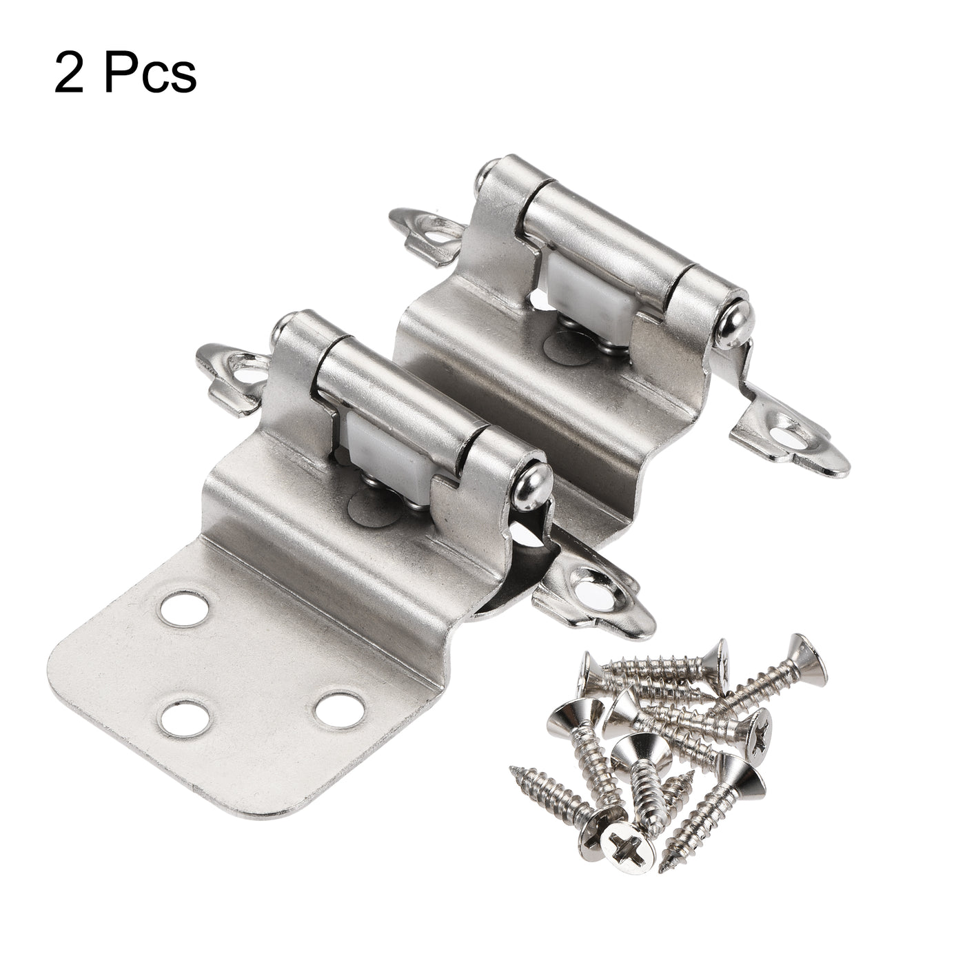 uxcell Uxcell 3/8 Inch Inset Cabinet Hinges Self Closing 2.76 Inch for Cupboard Closet Door with Screws Silver Tone 2Pcs