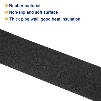 Harfington Foam Grip Tubing Handle Grips 1" ID 3/16" Wall Thick 7.7" Black Non-slip