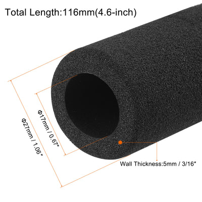 Harfington Foam Grip Tubing Handle Grips 17mm ID 5mm Wall Thick 116mm Black 2 Pack