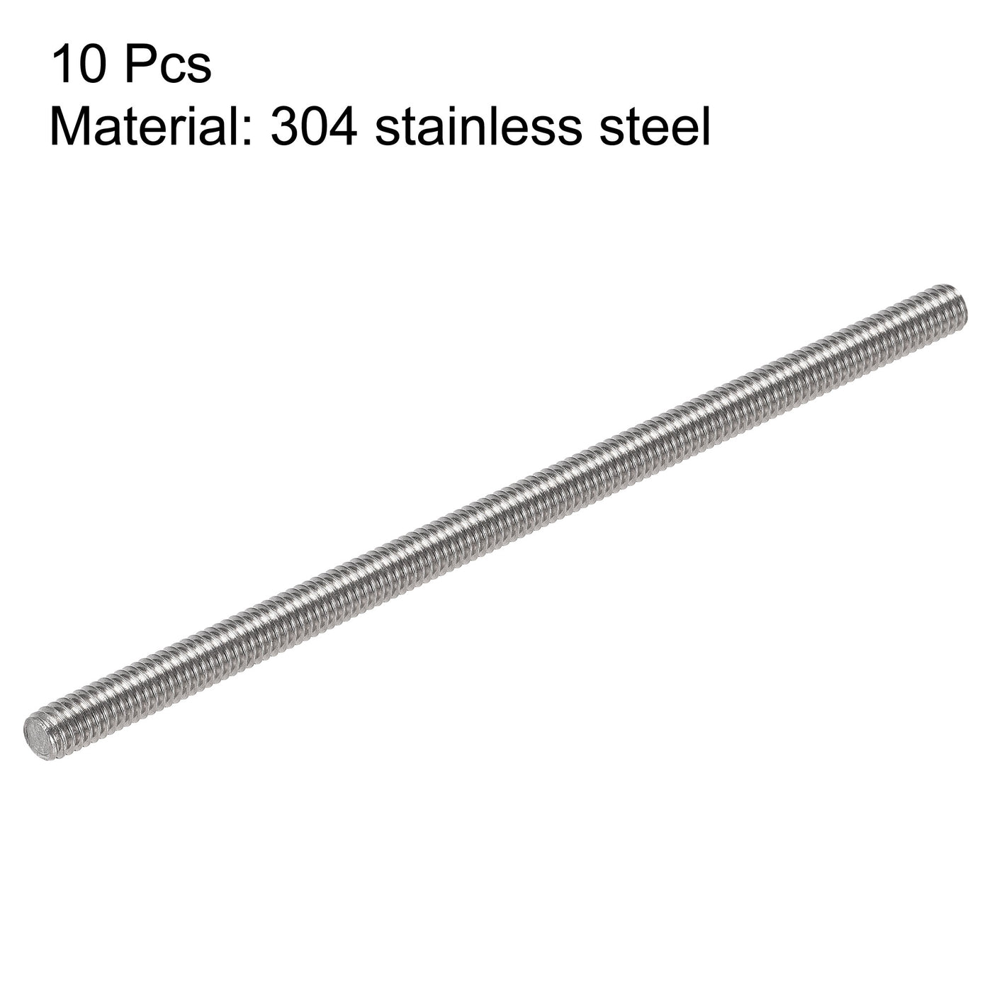 uxcell Uxcell 10Pcs M4 x 100mm Fully Threaded Rod 304 Stainless Steel Right Hand,0.7mm Pitch