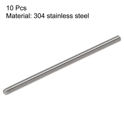 Harfington Uxcell 10Pcs M4 x 100mm Fully Threaded Rod 304 Stainless Steel Right Hand,0.7mm Pitch
