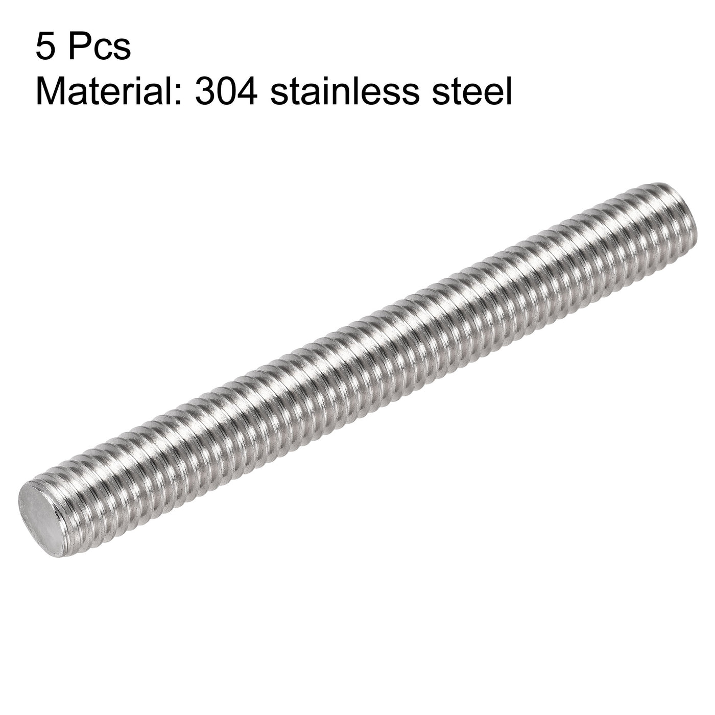 uxcell Uxcell 5pcs M10 x 80mm Fully Threaded Rod 304 Stainless Steel Right Hand 1.5mm Pitch