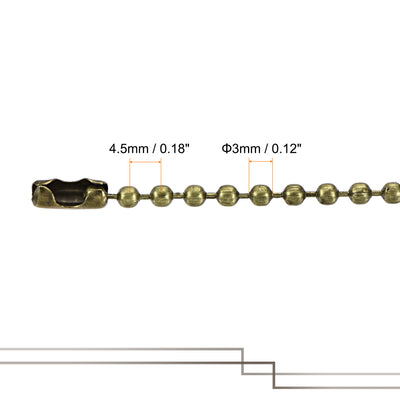 Harfington Pull Chain Extension, 39.4 Inch Long 0.12 Inch Diameter Beaded Link with Connectors for Chandelier Light Craft Making, Iron Electroplated Bronze
