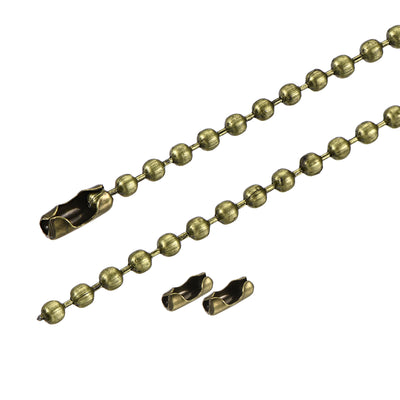 Harfington Pull Chain Extension, 39.4 Inch Long 0.12 Inch Diameter Beaded Link with Connectors for Chandelier Light Craft Making, Iron Electroplated Bronze
