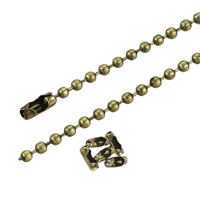Harfington Pull Chain Extension, 59.1 Inch Long 0.12 Inch Dia. Beaded Link with Connectors for Chandelier Craft Making, Iron Electroplated Bronze
