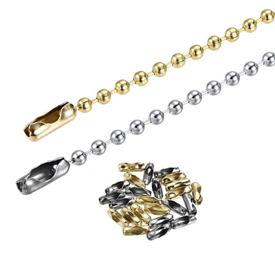 Harfington Pull Chain Extension, 118.1 Inch Long 0.12 Inch Dia. Beaded Link with Connectors for Chandelier Craft Making, Iron Electroplated Gold Silver 1 Set