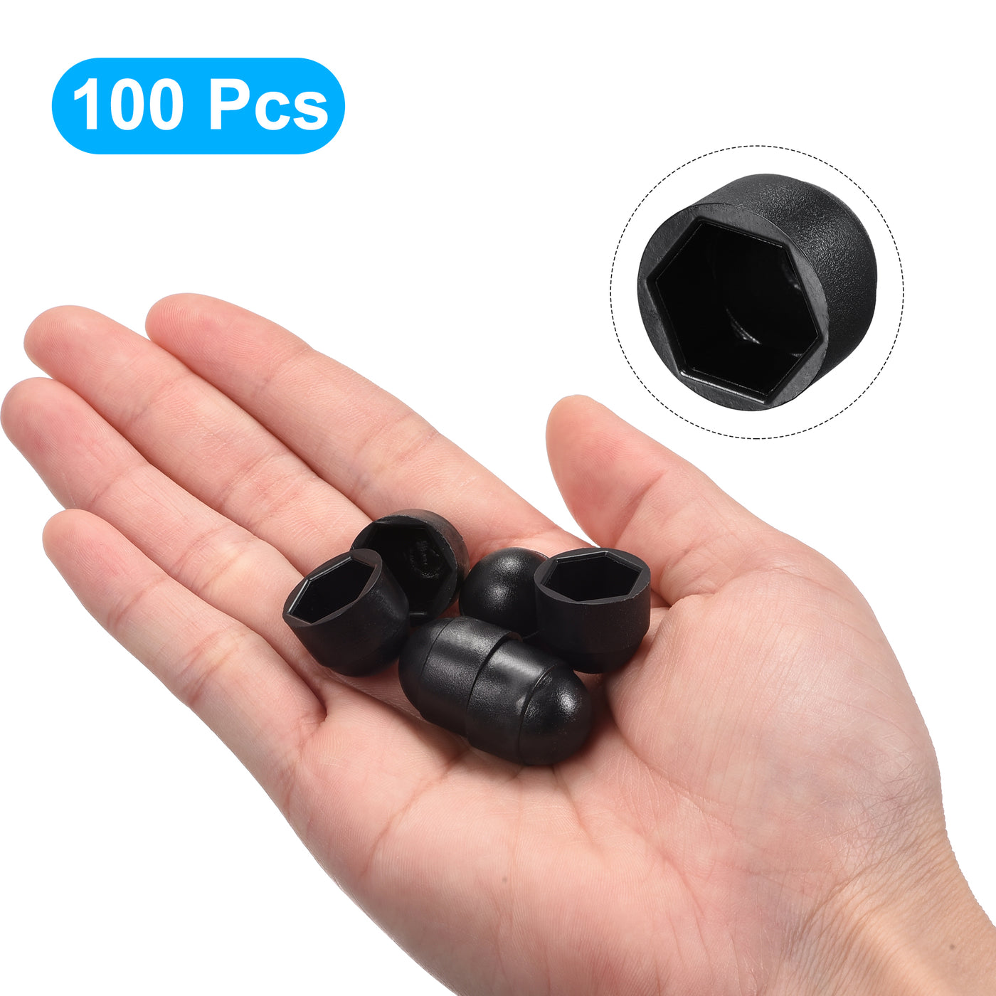 uxcell Uxcell Plastic Dome Bolt Head Protection Cap Covers, M8 Screw Cover Black 100pcs