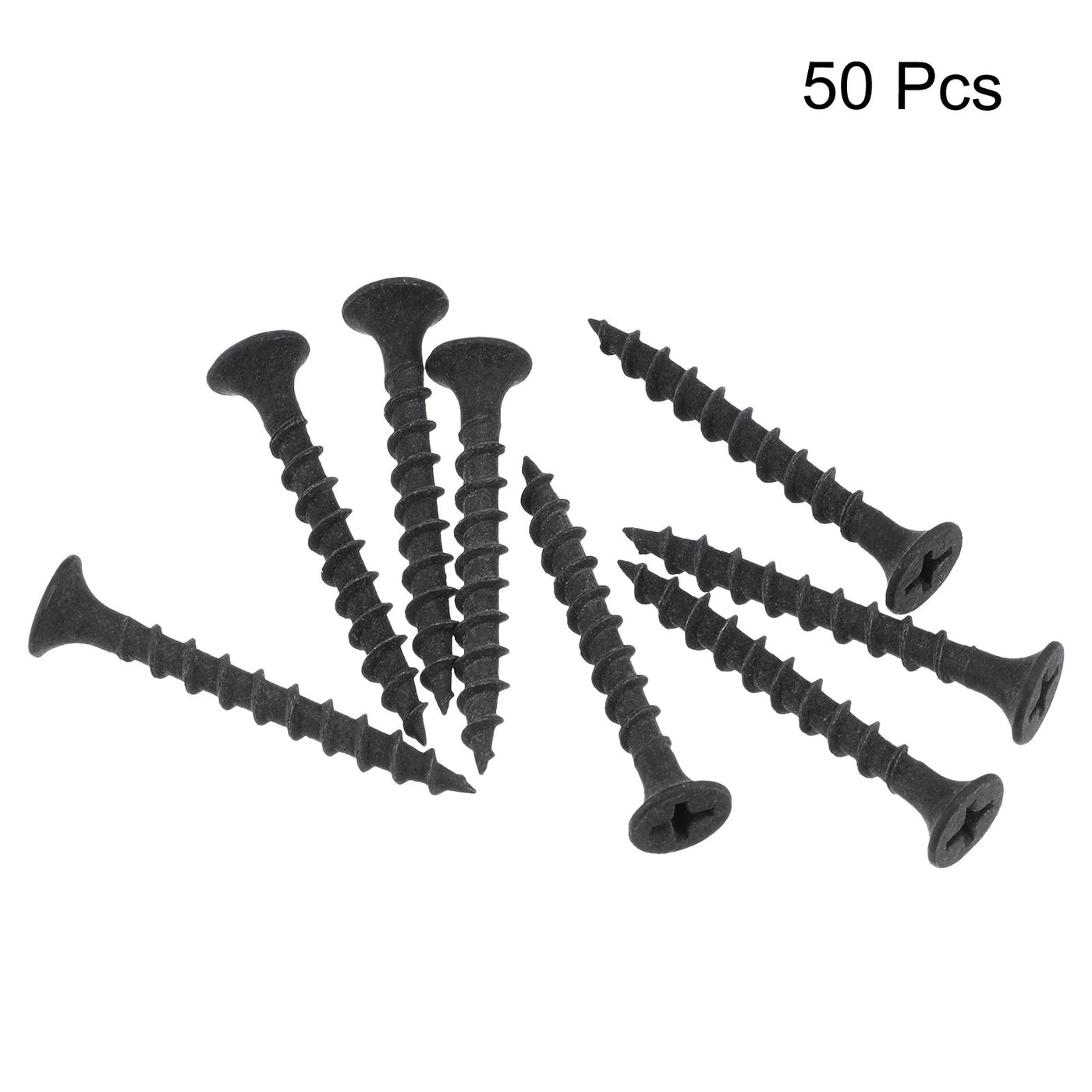 uxcell Uxcell 50pcs #8 x 1 3/8-Inch Wood Screws Carbon Steel Phillips Self Tapping Black
