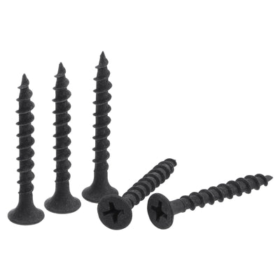 Harfington Uxcell 50pcs #8 x 1 3/8-Inch Wood Screws Carbon Steel Phillips Self Tapping Black