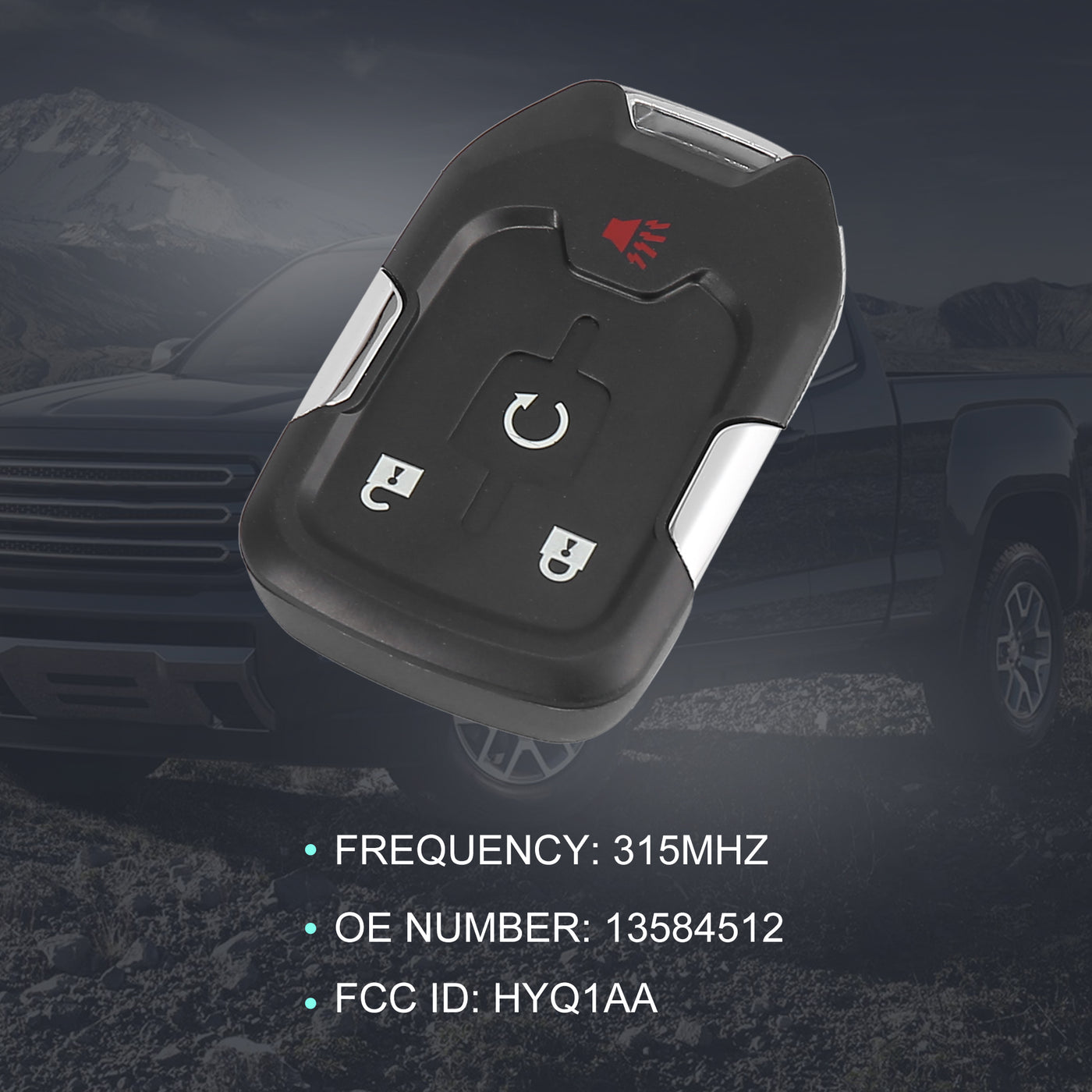 X AUTOHAUX HYQ1AA 315MHz Replacement Keyless Entry Remote Car Key Fob for GMC Terrain 2018 2019 2020 2021 2022 13584512 4 Key Button with Door Key