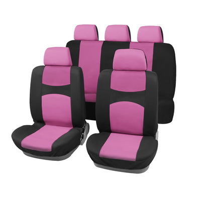 X AUTOHAUX 9pcs Universal Fit Full Set Car Seat Cover Kit Flat Cloth Fabric Seat Protector Pad for Most Car Truck SUV