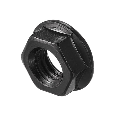 Harfington Uxcell Metric Serrated Flange Hex Lock Nuts, Carbon Steel Black Oxide Finished Self-locking