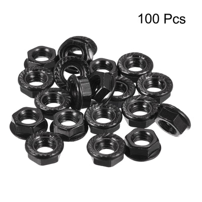 Harfington Uxcell Serrated Flange Hex Lock Nuts, Carbon Steel Black Oxide Finished Self-locking